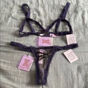 SAVAGE X FENTY sheer open cup top& matching thong